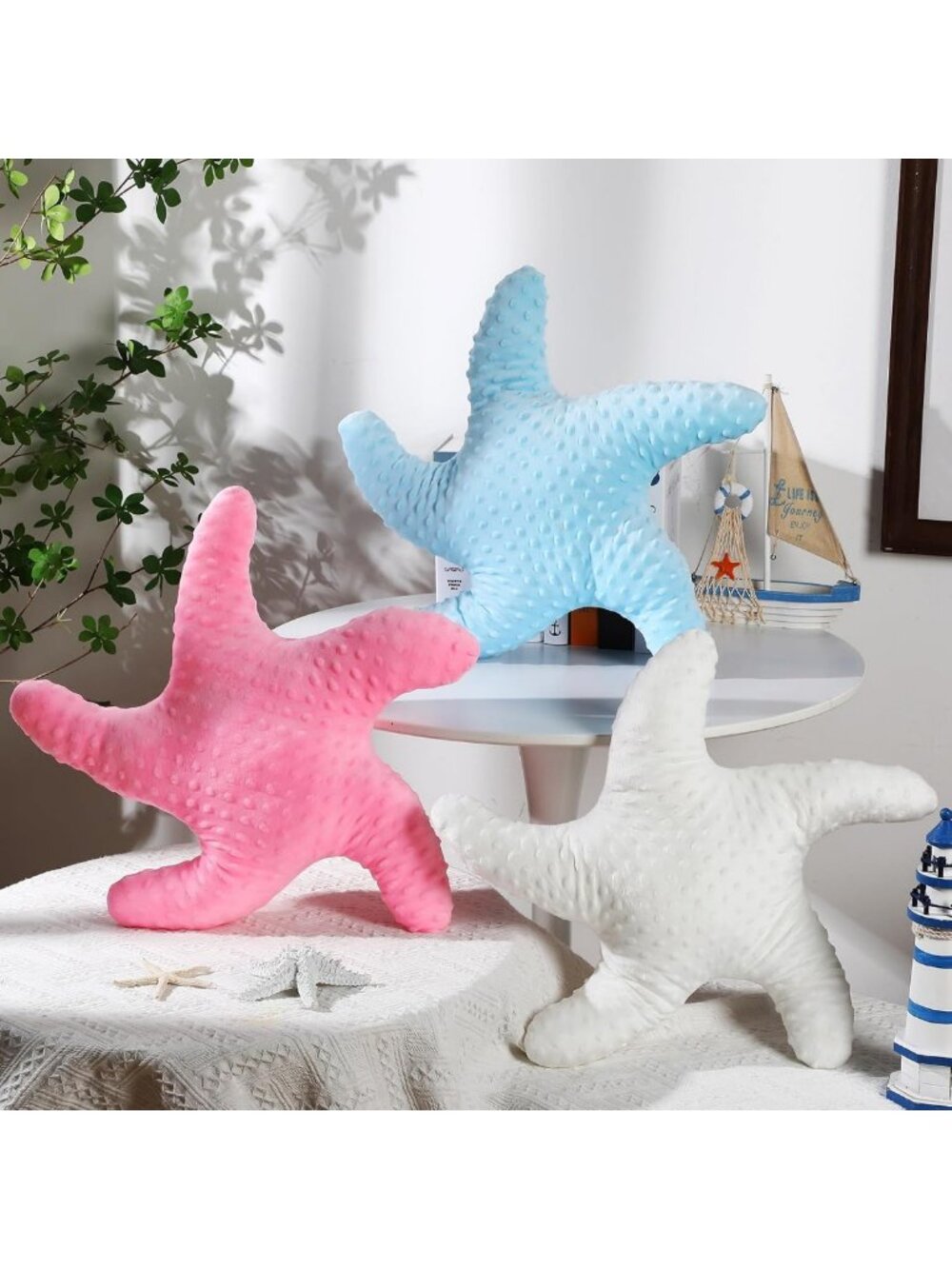 Cute Starfish Throw Pillows Set | 20'' Plush Coastal Decor for Beachy Vibes